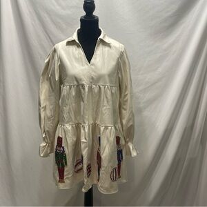 Fantastic Fawn cream Tiered  Sequin Dress Size S. Christmas party. Nutcrackers.
